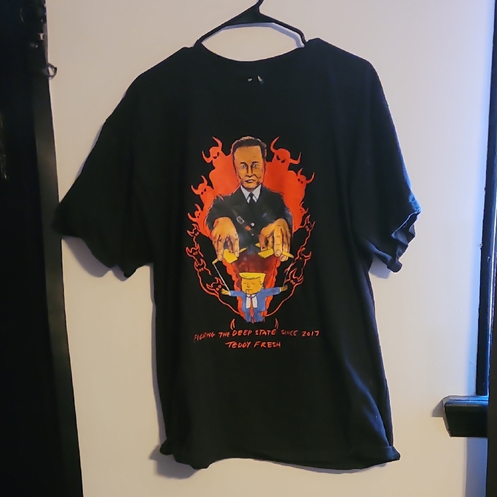 Teddy Fresh Black Tee with Fiery Graphic